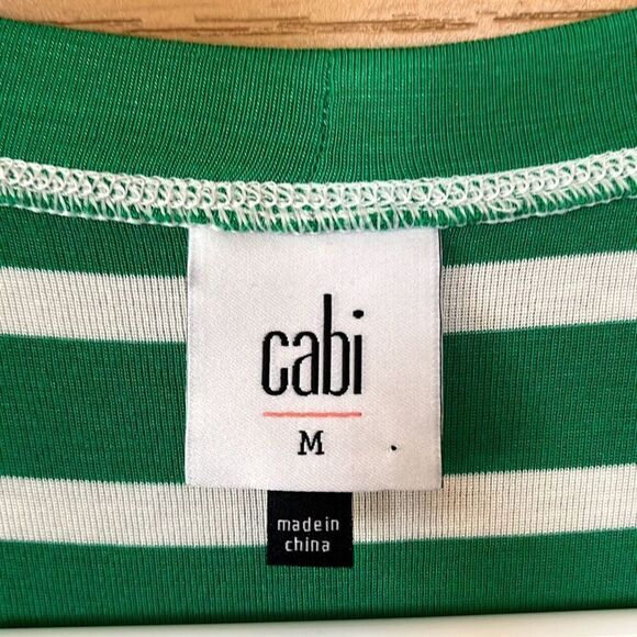 CAbi Amelia Sleeveless Top Kelly Green White Striped Medium #5758 - Picture 4 of 5